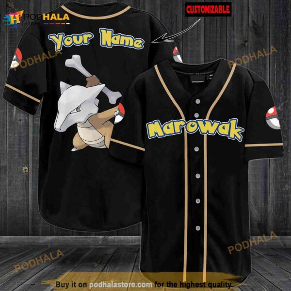 Personalized Name Marowak Pokemon 3D Baseball Jersey