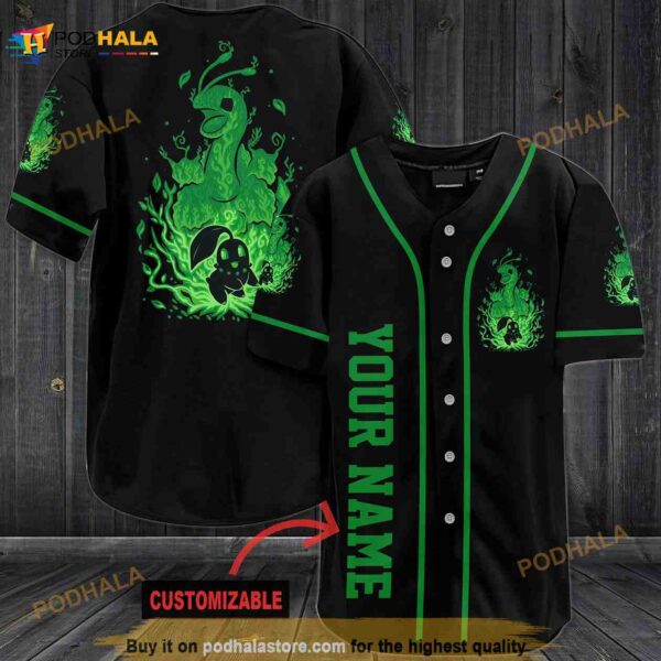 Personalized Name Meganium Pokemon 3D Baseball Jersey