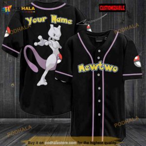 Personalized Name Mewtwo Pokemon 3D Baseball Jersey Ynl