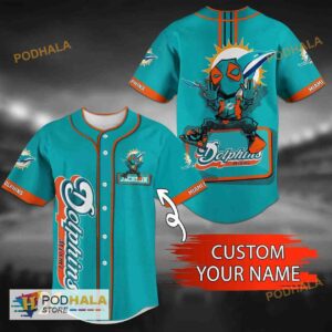 Personalized Name Miami Dolphins NFL 3D Baseball Jersey Shirt