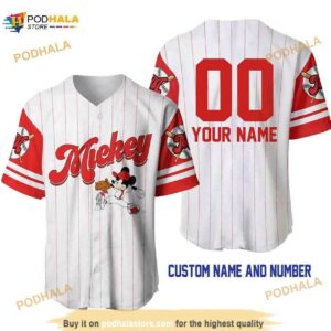 Personalized Name Mickey Mouse Pinstripe 3D Baseball Jersey