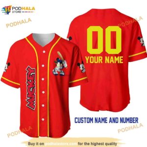 Personalized Name Mickey Mouse Playing Baseball 3D Baseball Jersey