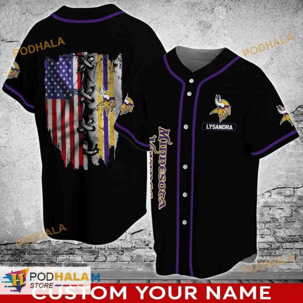 Personalized Name Minnesota Vikings NFL 3D Baseball Jersey Shirt