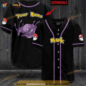 Personalized Name Muk Pokemon 3D Baseball Jersey