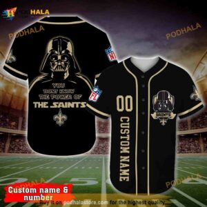 Personalized Name New Orleans Saints Darth Vader Star Wars 3D Baseball Jersey