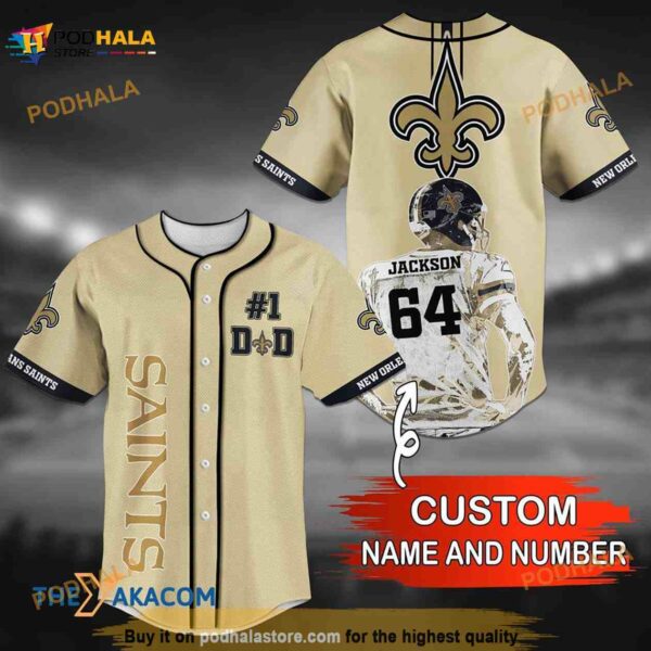 Personalized Name New Orleans Saints NFL Number 3D Baseball Jersey Shirt