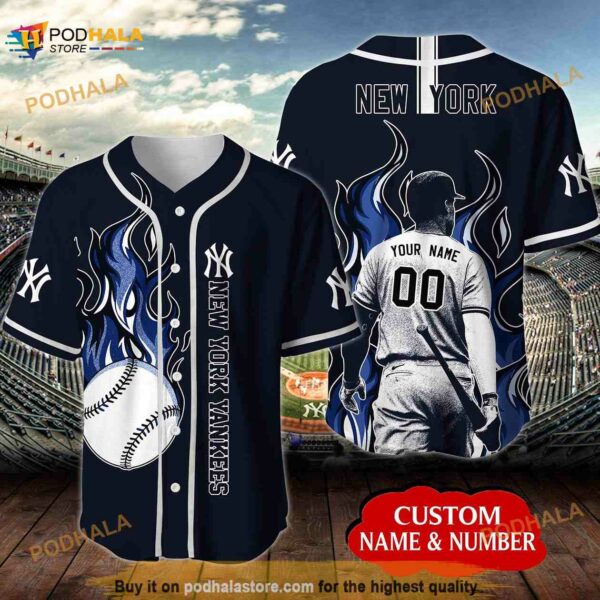 Personalized Name New York Yankees Unisex 3D Baseball Jersey