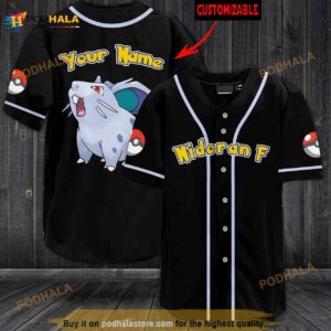 Personalized Name Nidoran F Pokemon 3D Baseball Jersey