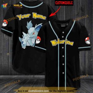 Personalized Name Nidorina Pokemon 3D Baseball Jersey