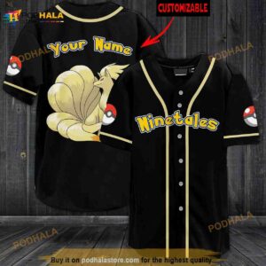 Personalized Name Ninetales Pokemon 3D Baseball Jersey