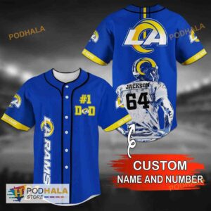 Personalized Name Number Los Angeles Rams NFL 3D Baseball Jersey For Dad