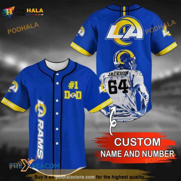 Personalized Name Number Los Angeles Rams NFL 3D Baseball Jersey Shirt