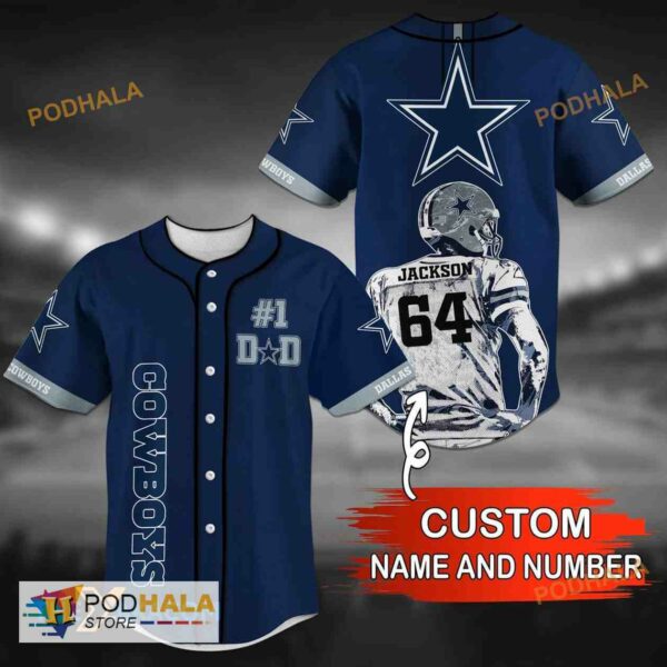 Personalized Name Number NFL Dallas Cowboys 3D Baseball Jersey Merch