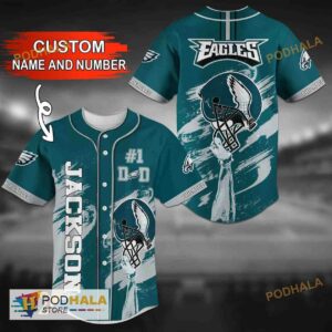 Personalized Name Number Philadelphia Eagles NFL 3D Baseball Jersey Shirt