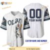 Personalized Name Olaf Snowman Frozen Pinstripe 3D Baseball Jersey