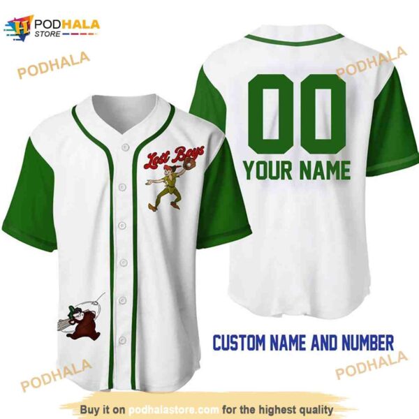 Personalized Name Peter Pan Lost Boys 3D Baseball Jersey