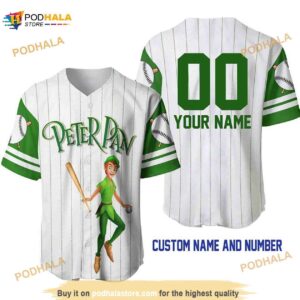 Personalized Name Peter Pan Pinstripe 3D Baseball Jersey