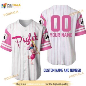 Personalized Name Piglet Pig Winnie The Pooh Pinstripe 3D Baseball Jersey