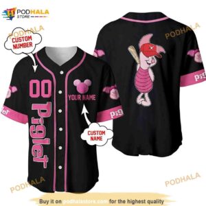 Personalized Name Piglet Winnie The Pooh Playing Baseball 3D Baseball Jersey