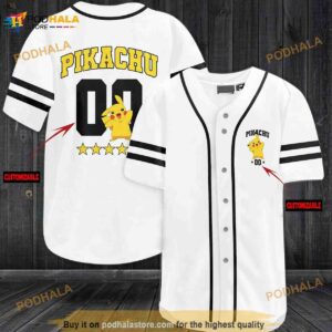 Personalized Name Pikachu 3D Baseball Jersey Shirt For Women Men