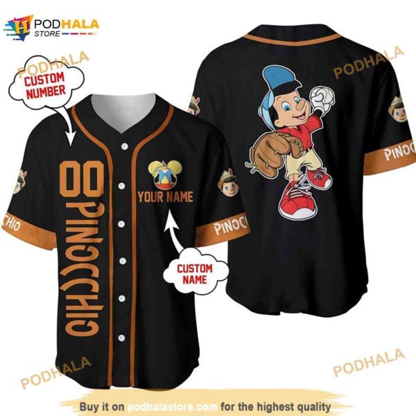 Personalized Name Pinocchio Playing Baseball 3D Baseball Jersey