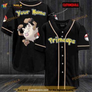 Personalized Name Primeape Pokemon 3D Baseball Jersey