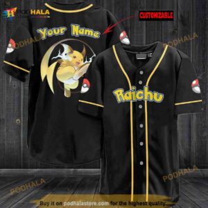 Personalized Name Raichu Pokemon 3D Baseball Jersey