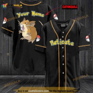 Personalized Name Raticate Pokemon 3D Baseball Jersey