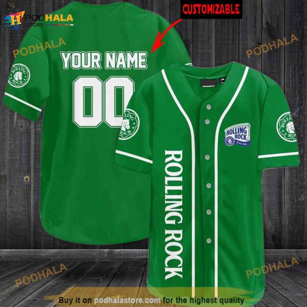 Personalized Name Rolling Rock Unisex 3D Baseball Jersey