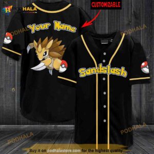 Personalized Name Sandslash Pokemon 3D Baseball Jersey