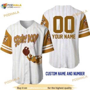 Personalized Name Scooby Doo Dog Pinstripe 3D Baseball Jersey