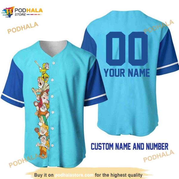 Personalized Name Seven Dwarfs Snow White 3D Baseball Jersey