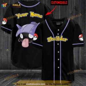 Personalized Name Shellder Pokemon 3D Baseball Jersey