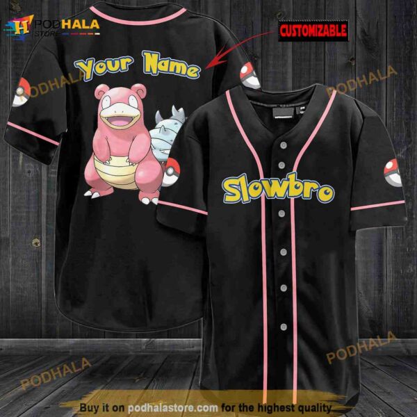 Personalized Name Slowbro Pokemon 3D Baseball Jersey