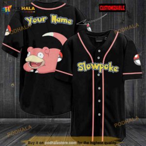 Personalized Name Slowpoke Pokemon 3D Baseball Jersey