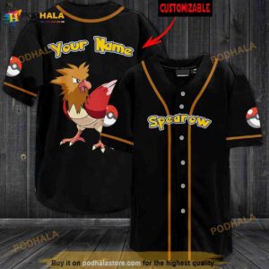 Personalized Name Spearow Pokemon 3D Baseball Jersey