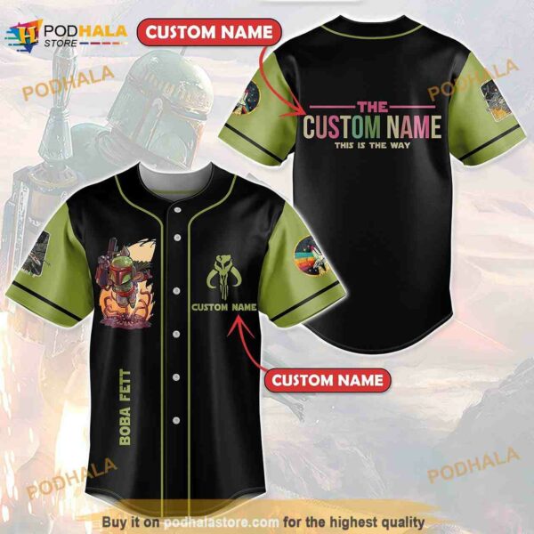 Personalized Name Star Wars Boba Fett This Is The Way Unisex 3D Baseball Jersey