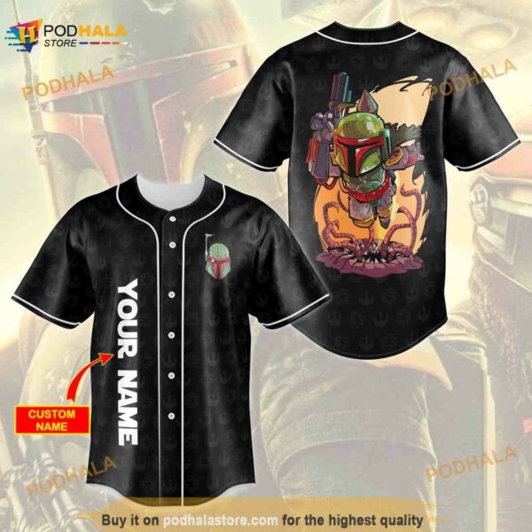 Personalized Name Star Wars Cute Boba Fett Unisex 3D Baseball Jersey