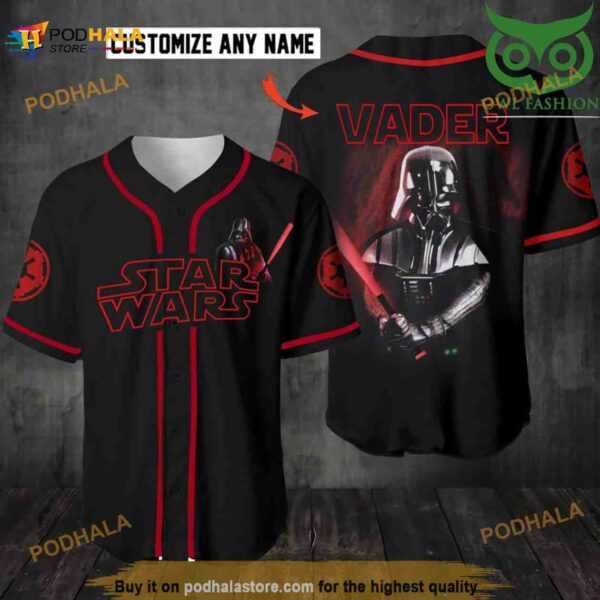 Personalized Name Star Wars Darth Vader Lightsaber 3D Baseball Jersey Shirt