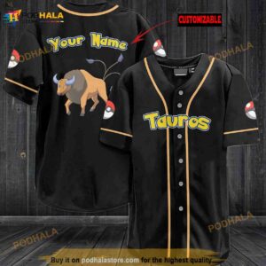 Personalized Name Tauros Pokemon 3D Baseball Jersey