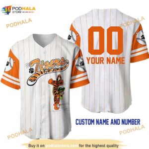 Personalized Name Tigger Tiger Winnie The Pooh Pinstripe 3D Baseball Jersey