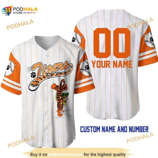 Personalized Name Tigger Tiger Winnie The Pooh Pinstripe 3D Baseball Jersey