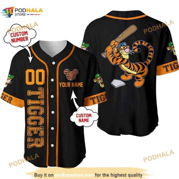 Personalized Name Tigger Winnie The Pooh Playing Baseball 3D Baseball Jersey