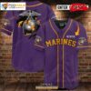 Personalized Name Us Marine Purple Baseball Jersey Shirt