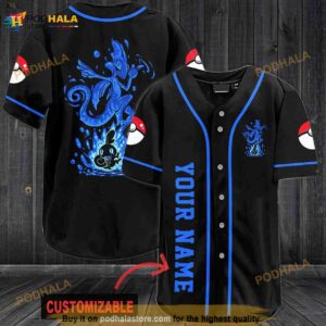 Personalized Name Water Pokemon 3D Baseball Jersey