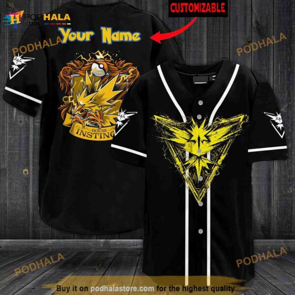 Personalized Name Zapdos House Instinct 3D Baseball Jersey