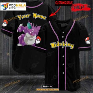 Personalized Nidoking Pokemon Black Baseball Jersey