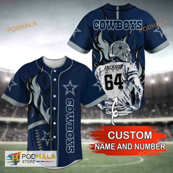 Personalized Number Name NFL Dallas Cowboys 3D Baseball Jersey