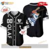 Personalized Olaf Frozen Playing Baseball All Over Print Black Baseball Jersey