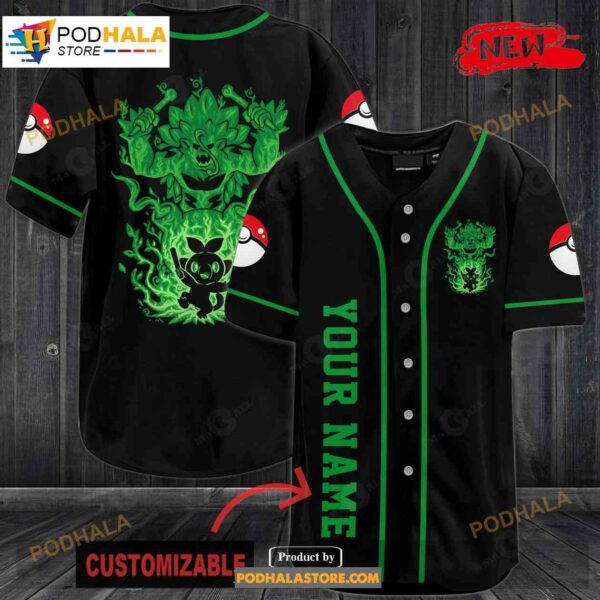 Personalized Rillaboom Black Baseball Jersey